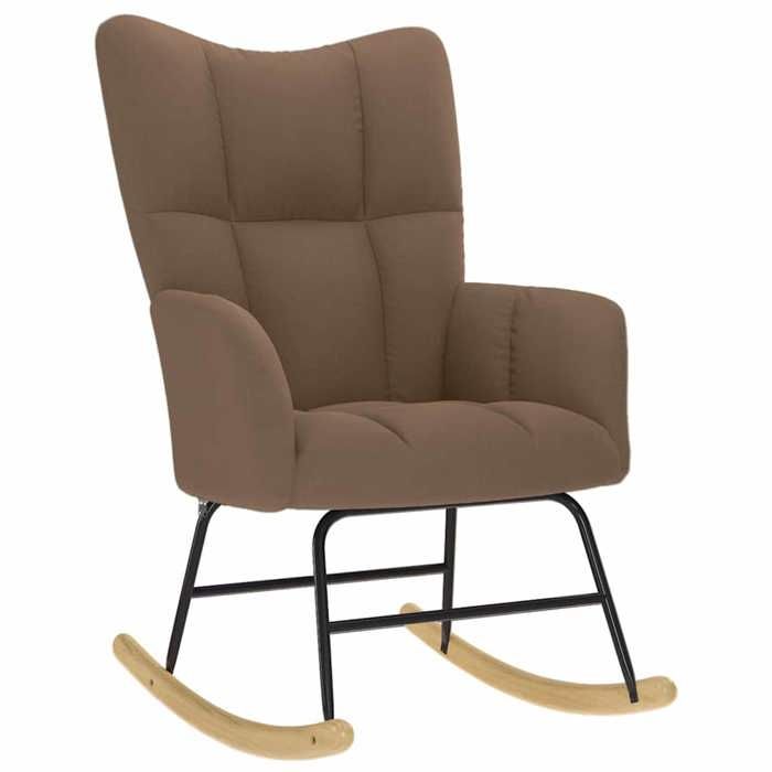Fauteuil Allaitement - Brun - Chaise à bascule - Rocking Chair - avec repose-pied - Marron Tissu 61x78x95 cm F1557