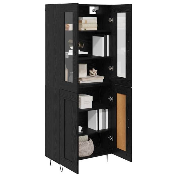 Vaisselier de cuisine - Noir - Haut Armoire - SWEETY - avec rangement - Chêne noir 69 5x34x90cm - Bois dingénierie LH2041334