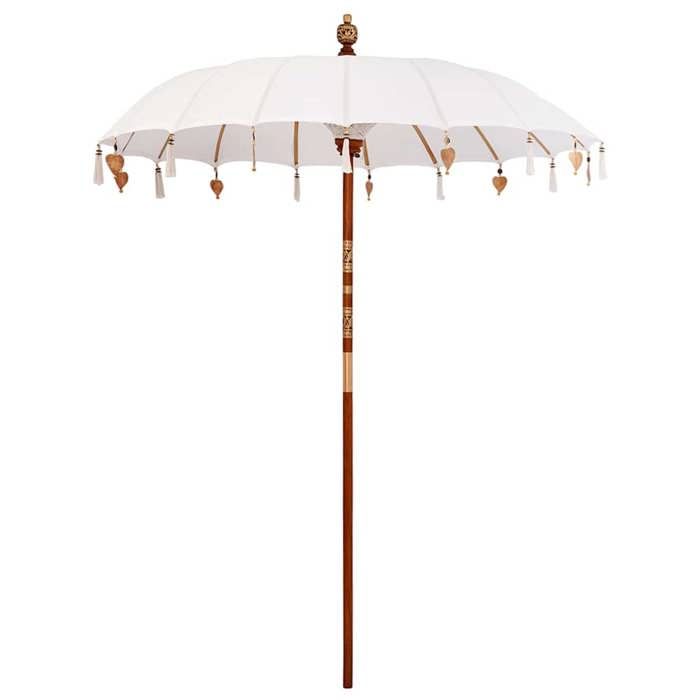 Crème élégant parasol de balcon - BKM - Parasol balinais Crème 190 x 190 x 260 cm_0293225