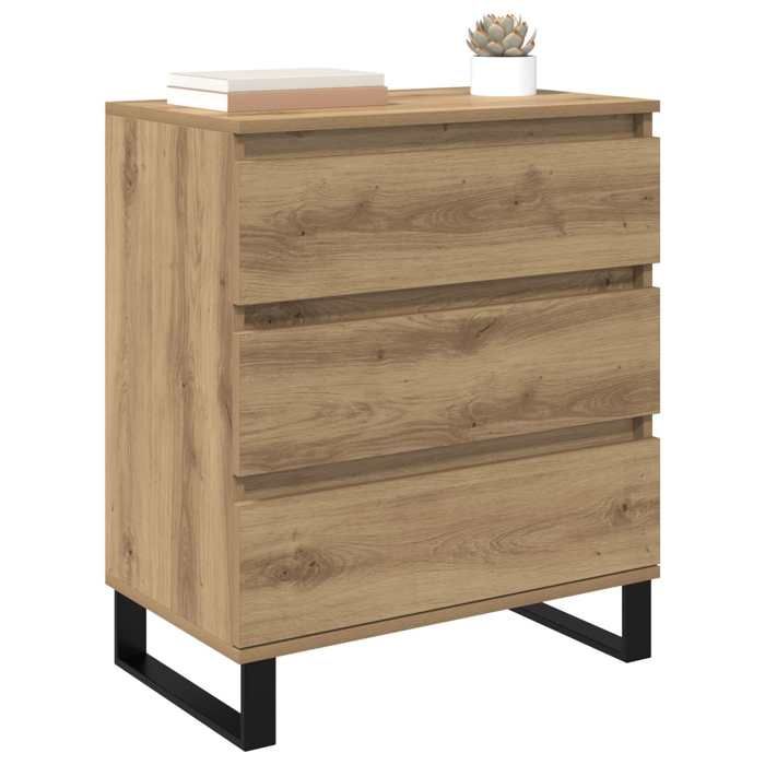 Buffet bas séjour{1 pièce}meuble de rangementdesign épuré Chêne artisanal 60 x 35 x 70 cm Bois dingénierie eoa26i38