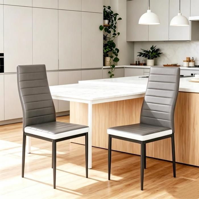 VIVOLILV Chaises Scandinave Lot de 2 chaises de salle à manger ROMANE rembourré avec revêtement à laspect cuir Pour Cuisine
