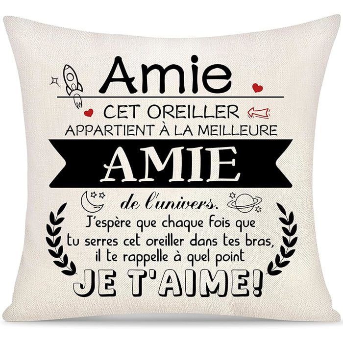 Yossd Amies Housse de Coussin Cadeau pour Femme Fille Cet Oreiller Appartient à la Meilleure Amie de l univers Cadeaux Amie