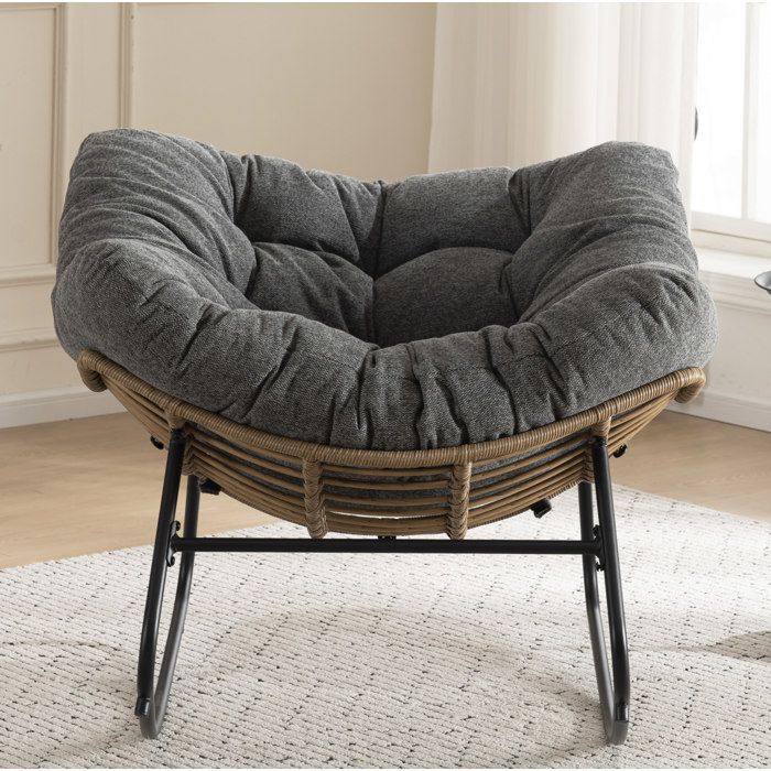 ULEVR fauteuil a bascule rond en chenille structure metallique charge max. 158 kg usage interieur exterieur gris