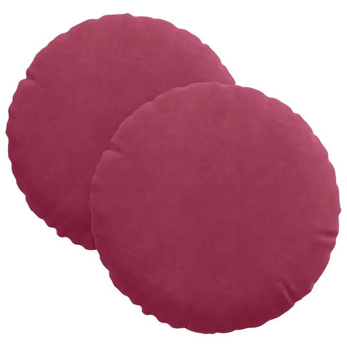 Moderne Coussins de siège 2 pcs Bordeaux Ø30 x 13 cm Velours Décoration de chaises & canapés @EU58048