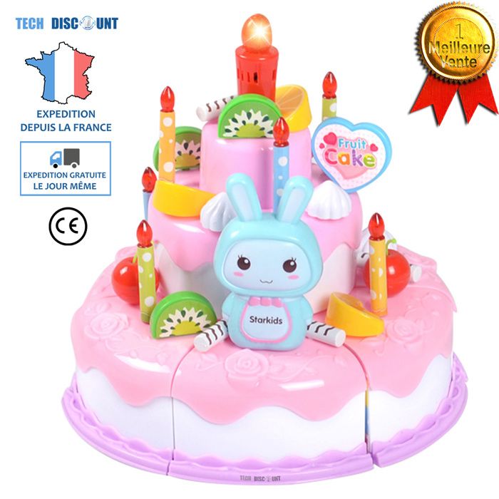 Gâteau danniversaire jouet fille imitation enfants musique à trois couches bougies souffler à induction - Onwind - lumières décor