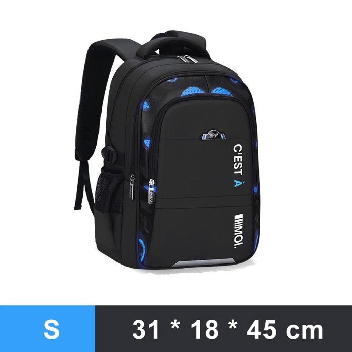 Sac à Dos Scolaire Enfant Cartable Primaire Tissu Oxford Imperméable Sac Décole Collége Pour Garçon Fille - S - Noir/Bleu