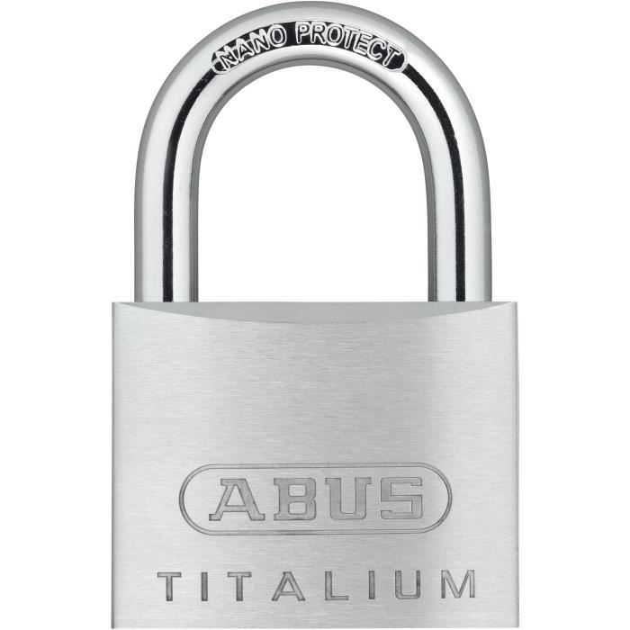 Cadenas - ABUS - 64TI/50 Titalium - Corps aluminium - Clé paracentrique - Risque de vol moyen Cadenas - ABUS - 64TI/50 Titalium - Corps aluminium - Clé paracentrique - Risque de vol moyen