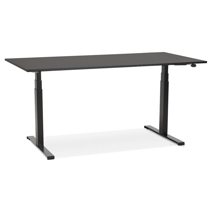 Bureau Assis Debout Electrique DRIPEX - 140x60x71cm-117cm - Noyer+Noir -  Cdiscount Maison