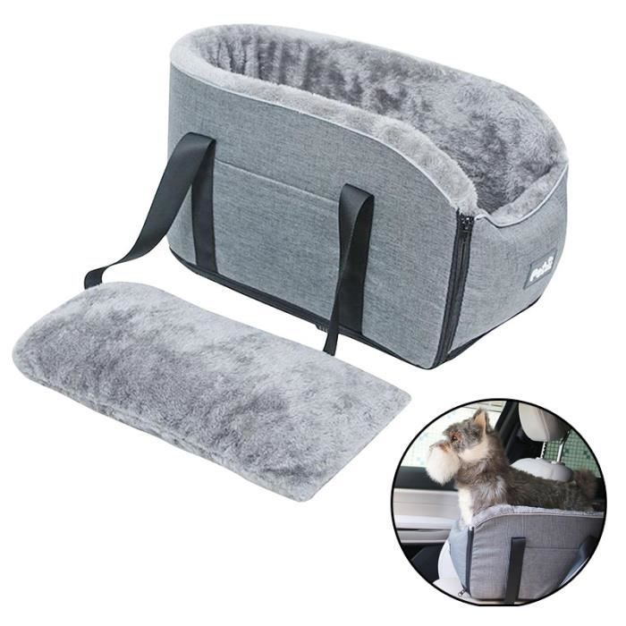 Comparer les prix de Siège D'auto pour Chien, Siège D'appoint pour Console de Voiture pour Animal de Compagnie avec Bretelles Réglables, Gris