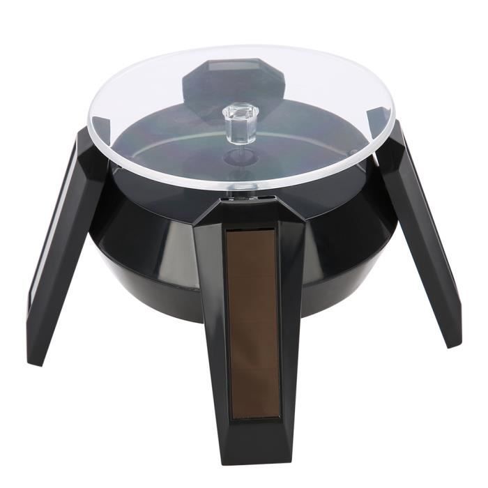 Présentoir Rotatif Solaire à 360° - Pour Bijoux, Montres, Téléphones - Plateau 9 Cm, Capacité 500g, Blanc/noir/or