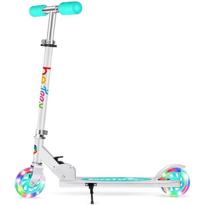 Trottinette Enfant BELEEV Pliable Avec Roues LED, Guidon Réglable 3 Hauteurs, Béquille Intégrée – Pour Filles Et Garçons De 3 à 12 Ans