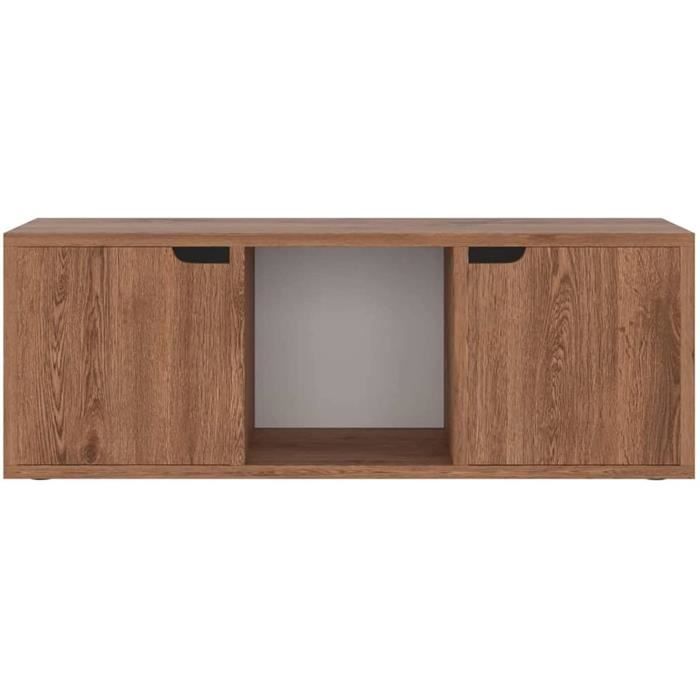 Mobile TV In Legno Multistrato Cemento Look 88.5x27.5x30.5cm | 2 Ante E Scaffale | VidaXL - Foto 9
