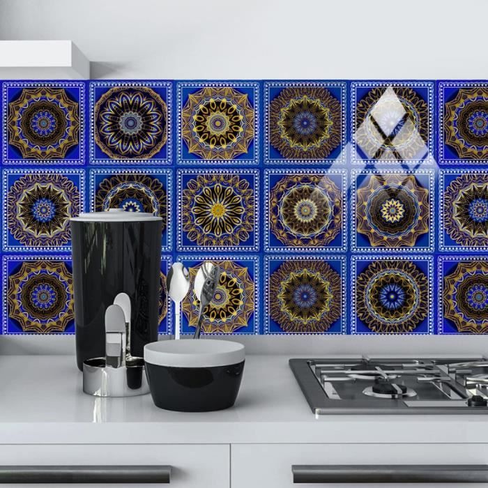 WALPLUS Stickers Carrelage Credence Adhesive Pour Cuisine Stickers Muraux Auto-Adhésif Résistant à l'huile Imperméable à l'eau Réutilisable Amovible Maison Corfu Colourful Mediterranean 24pcs 15cm(6 WALPLUS Stickers Carrelage Credence Adhesive Pour Cuisine Stickers Muraux Auto-Adhésif Résistant à l'huile Imperméable à l'eau Réutilisable Amovible Maison Corfu Colourful Mediterranean 24pcs 15cm(6