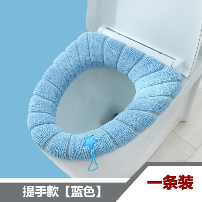 Housse Siège WC Douce En Peluche Bleu – Coussin Gel Épais, Lavable Et Confortable