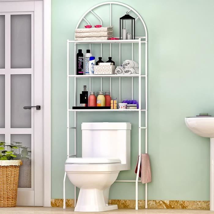 Etagère de Salle de Bain - NUO - Blanc - Métal - 65*34*177cm