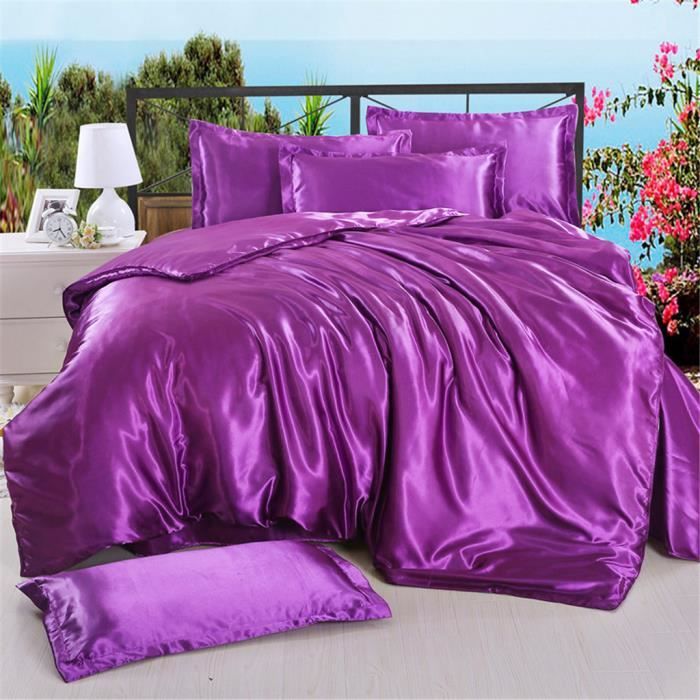 Satin Charmeuse Ensemble de draps en soie souple Roi Feel Literie 3 pièces de luxe en or