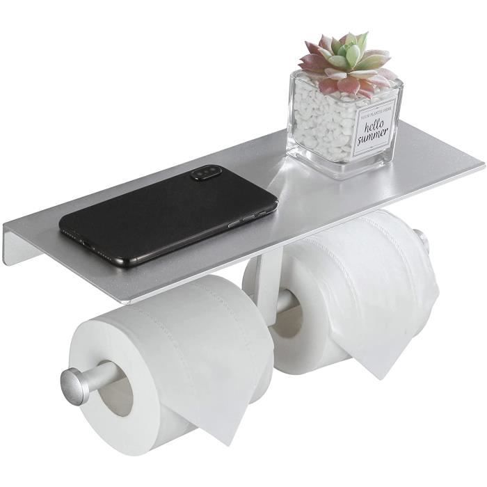 Porte-papier Toilette BTSKY Avec étagère Et Tiroir - Support Mural En Bois Massif Pour Salle De Bain | Rangement Multifonction