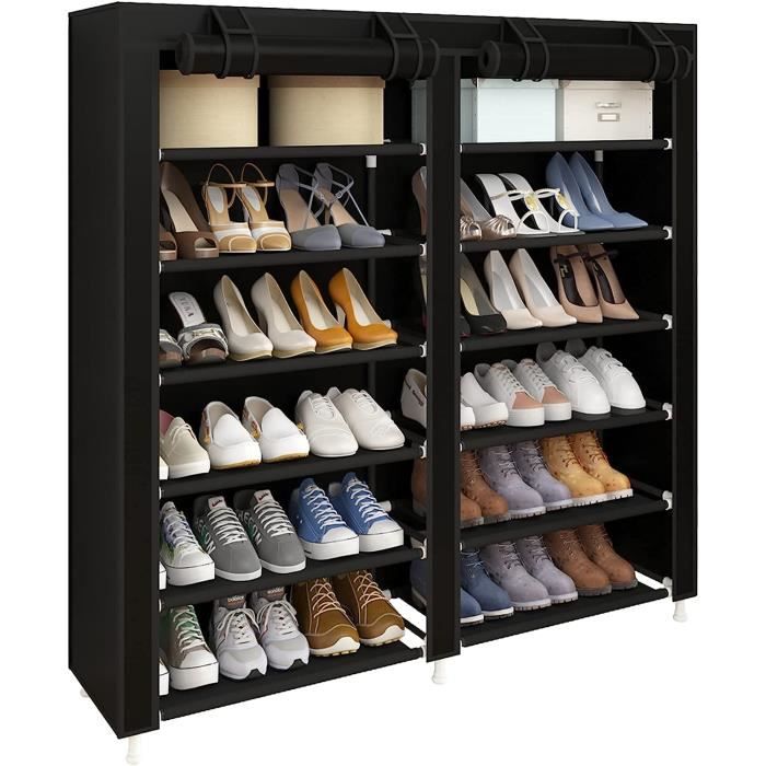 Armoire-Meuble à Chaussures avec Housse en Toile 7 Couches - Noir