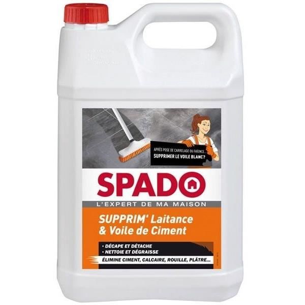 SPADO- Décapant laitance et voile de ciment- Elimine ciment, calcaire, rouille et plâtre - 5L - Fabr