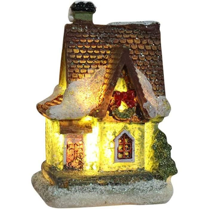 Village De Noël Lumineux 6 Pièces - Maisons Miniatures Illuminées Décoration Festive