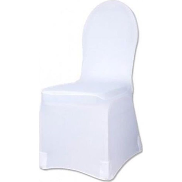HOUSSE DE CHAISE BLANCHE EN LYCRA Blanc  Cdiscount Maison