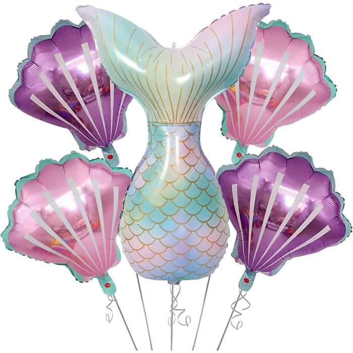 5 Pièces Sirène Feuille Ballons Ensemble Sirène Mer Thème Fête D