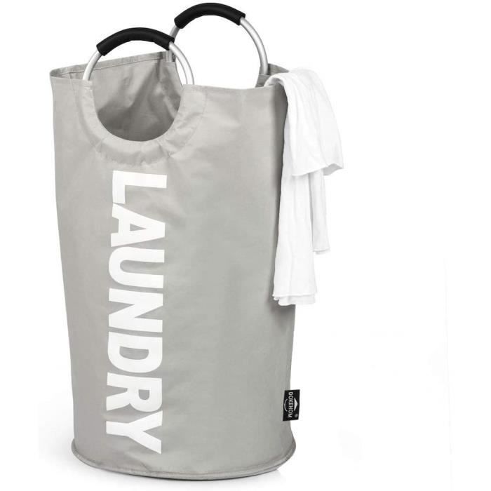 DOKEHOM 90L Grand Paniers à Linge, Sac à Linge Pliable, Corbeilles à Linge Autoportante Et Haute, Bac à Linge Pliable (Noir - 7