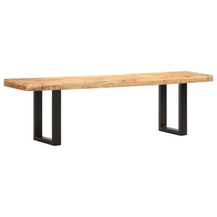 Banc Style Industriel Bois De Manguier Brut Massif Pieds En Acier 160 X 35 X 45 Cm Achat Vente Banc Cdiscount