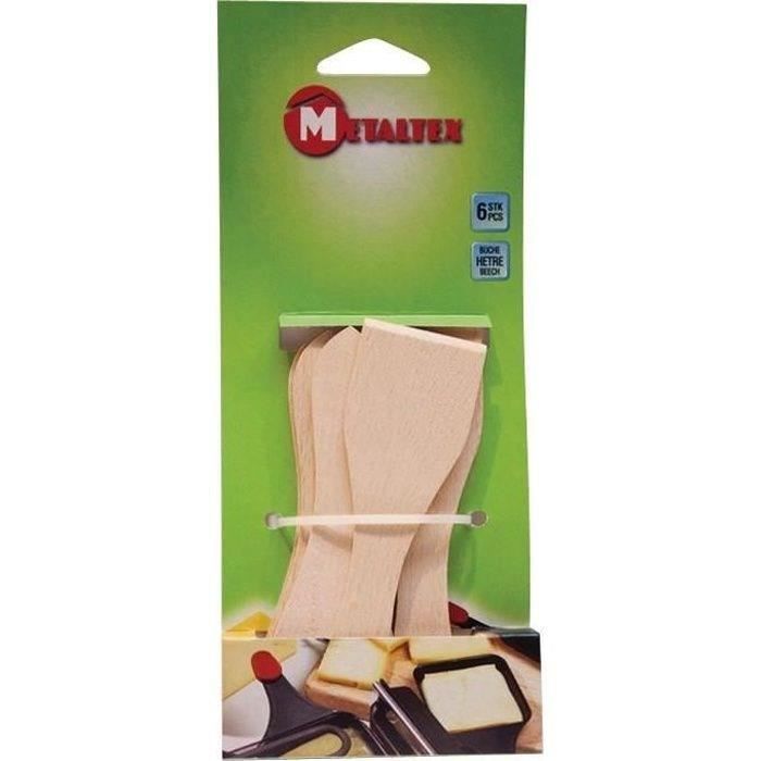 Spatules à raclette en hêtre - METALTEX - Lot de 6 pièces - Compatible lave-vaisselle