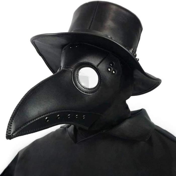Masque de médecin de la peste en noir ⚔️ Boutique Épées