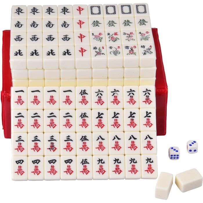 Mahjong Set, Jeu De Mahjong Chinois Traditionnels, Jeu De 144 Pièces De Tuiles De Mahjong,2 Dés