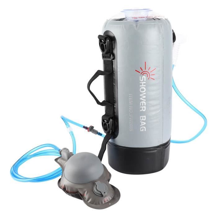HERCHR Sac Douche Solaire 5L - TPU Alimentaire Avec Pommeau, Grande Capacité Pour Camping, Randonnée, Plage