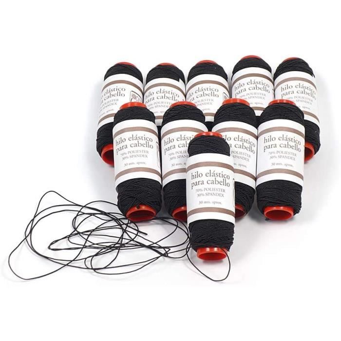 Fil élastique Noir Pour Extensions Cheveux Et Bijoux - Nylon Extensible 0.8mm - 100 Mètres - 4