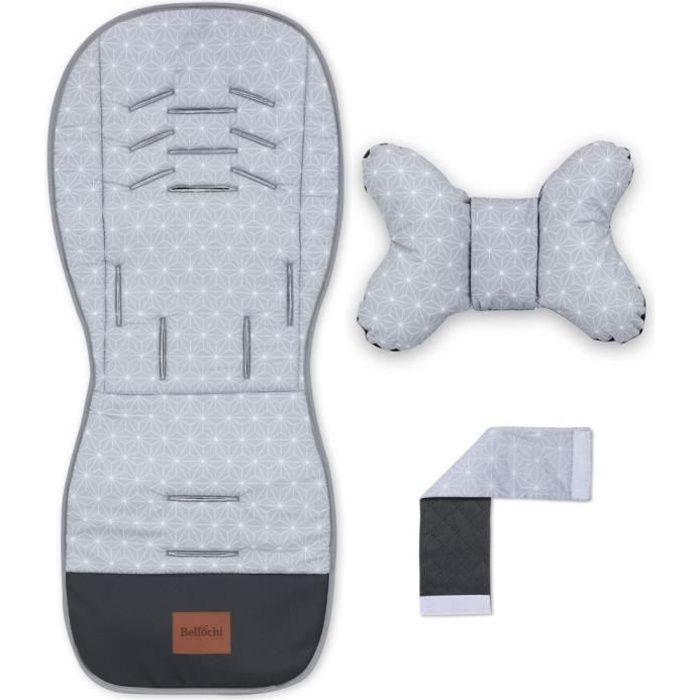 Bellochi Coussin Poussette Universel Ete Matelas Poussette Universelle avec Coussin Anti Choc Coton et Velours Bleu