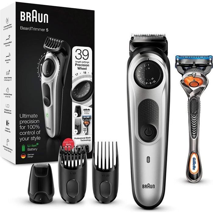 Braun BT5265 Tondeuse électrique Barbe et Cheveux 39 Réglages de Longueur pour Homme