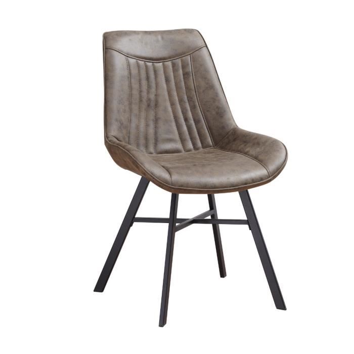 Chaise de salle à manger industrielle en éco-cuir vert - DIMEHOUSE - Jada - Confortable et robuste
