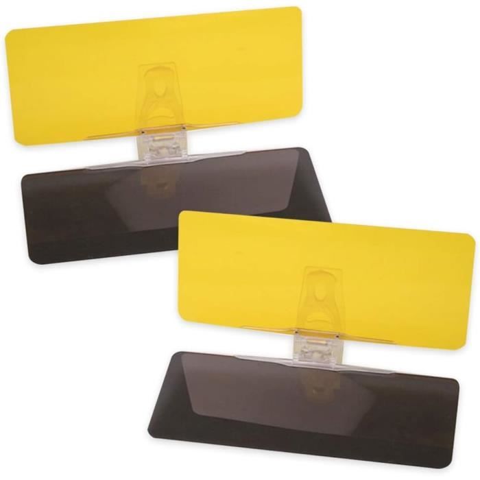 Pare-soleil Voiture 2 En 1 Jour/nuit - Anti-reflets Jaune/gris - Clip Réglable 11,2-19 Cm - Protection UV Et Anti-éblouissement