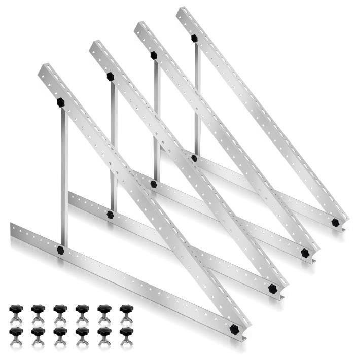 Supports De Montage Inclinables Pour Panneaux Solaires - En Acier Inoxydable Et Aluminium - Inclinaison 15-30° - Pour Camping-car, Toit, Bateau, Abri