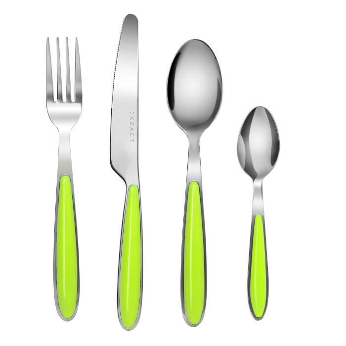 Couverts en inox - EXZACT - 16 pièces - Poignées vertes - Compatible lave-vaisselle - Acier inoxydable Couverts en inox - EXZACT - 16 pièces - Poignées vertes - Compatible lave-vaisselle - Acier inoxydable