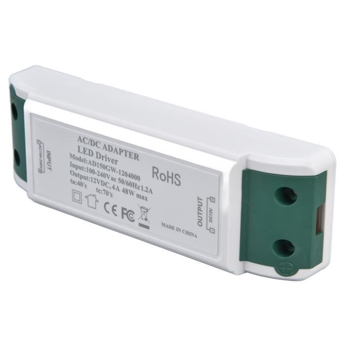 Adaptateur Secteur 12V 4A 48W - Transformateur AC/DC Pour Bandeaux LED 3528/5050, Moniteurs, écrans LCD