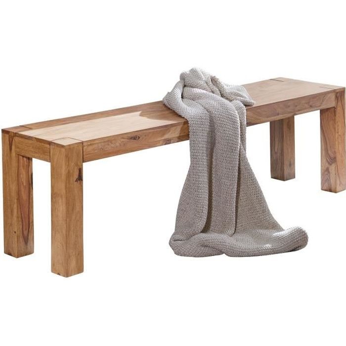 Banc de cuisine en bois massif acacia - FineBuy - 120 cm - Marron clair - Style classique intemporel Banc de cuisine en bois massif acacia - FineBuy - 120 cm - Marron clair - Style classique intemporel