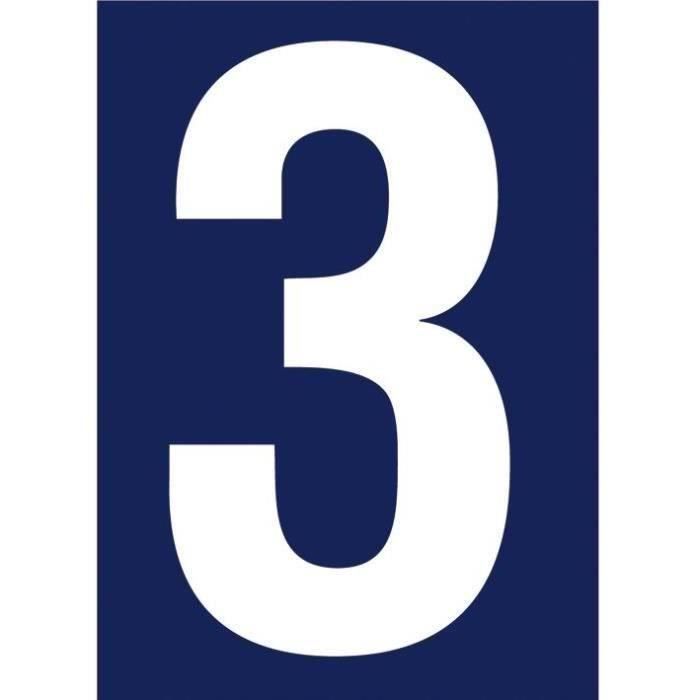 Chiffre adhésif N° rue 3 sur carte