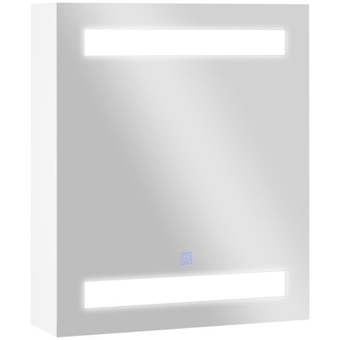 Armoire à Miroir de Salle de Bain éclairée à LED Armoire de Rangement Murale à Miroir pour Salle de Bain Armoire de Rangement Armoire à Miroir de Salle de Bain à LED 62x14x60 cm