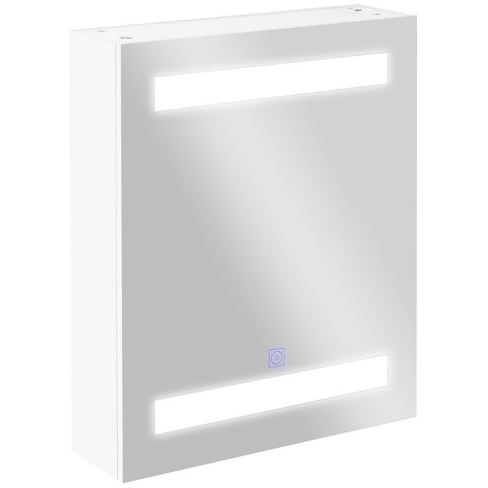 miroir lumineux led armoire murale design de salle de bain 2 en 1 dim. 50l x 15l x 60h cm mdf blanc