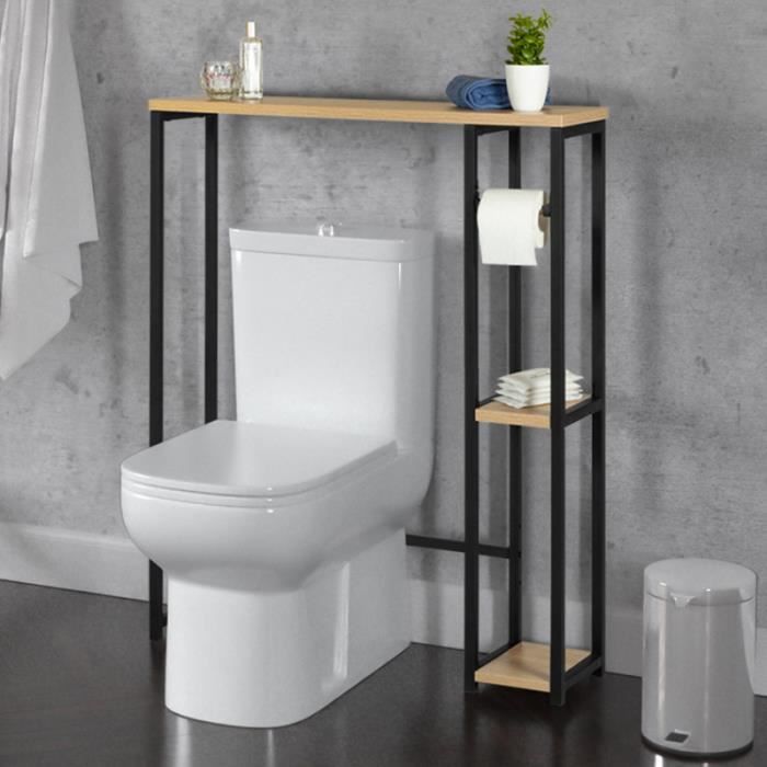 ID MARKET - Meuble dessus WC avec étagères DETROIT design industriel