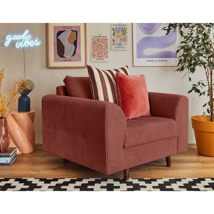 Rune - fauteuil - en velours côtelé - Terracotta Rune - fauteuil - en velours côtelé - Terracotta