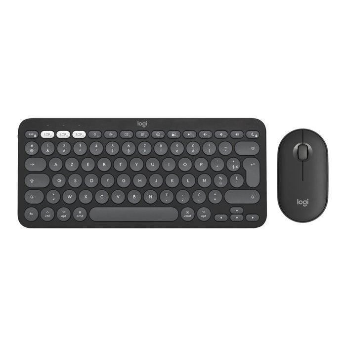 Ensemble clavier Azerty et souris sans fil Bluetooth Logitech Pebble 2 Combo pour Mac Graphite