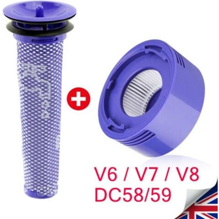 Filtre Dyson V7 V8 + filtre arrière, Dyson Filtre Lot de Pre-Moteur Filtre  Lavables pour Dyson V7 V8, Remplacement pour Dyson V7 V8 - Cdiscount  Electroménager