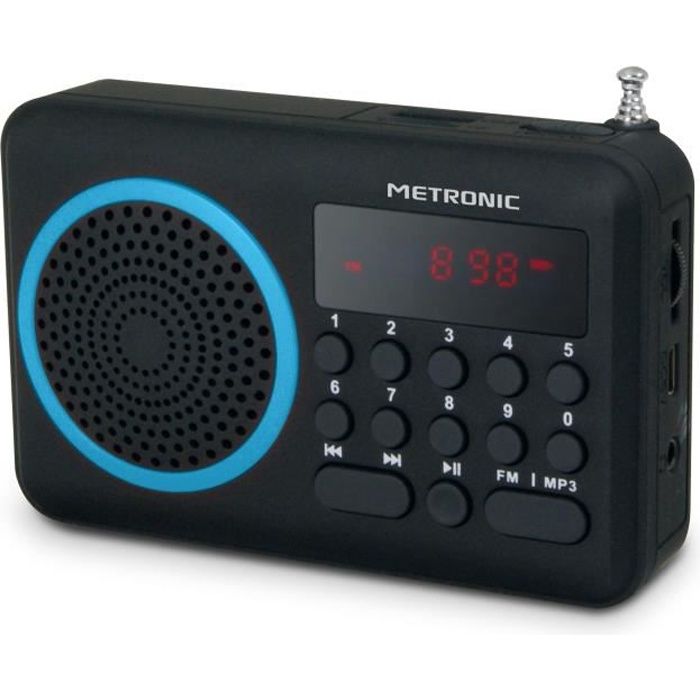 MET 477203 Radio portable FM Bleu