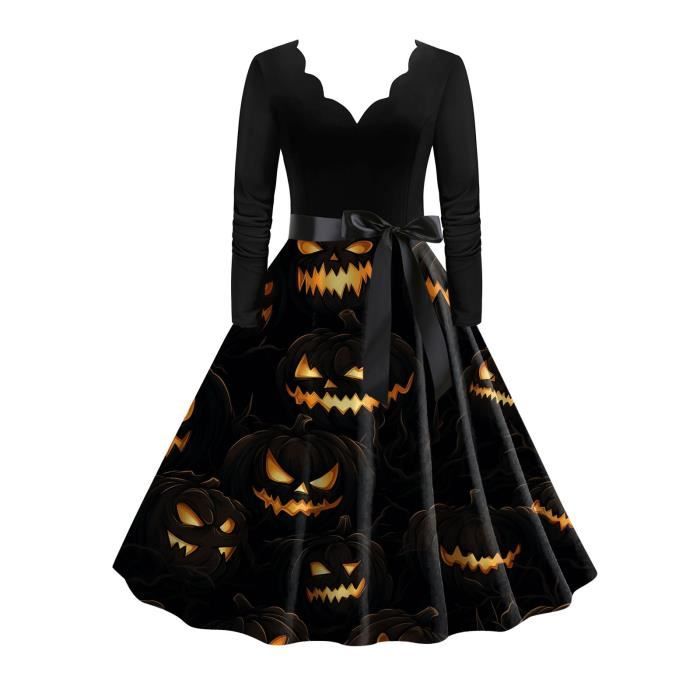 T-Shirt Femme Halloween Citrouille Orange Noir Or - Taille 2XL Neuf Avec Étiquettes